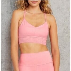 Alo Lavish Mesh Longline Sports Bra Womens XS Pink